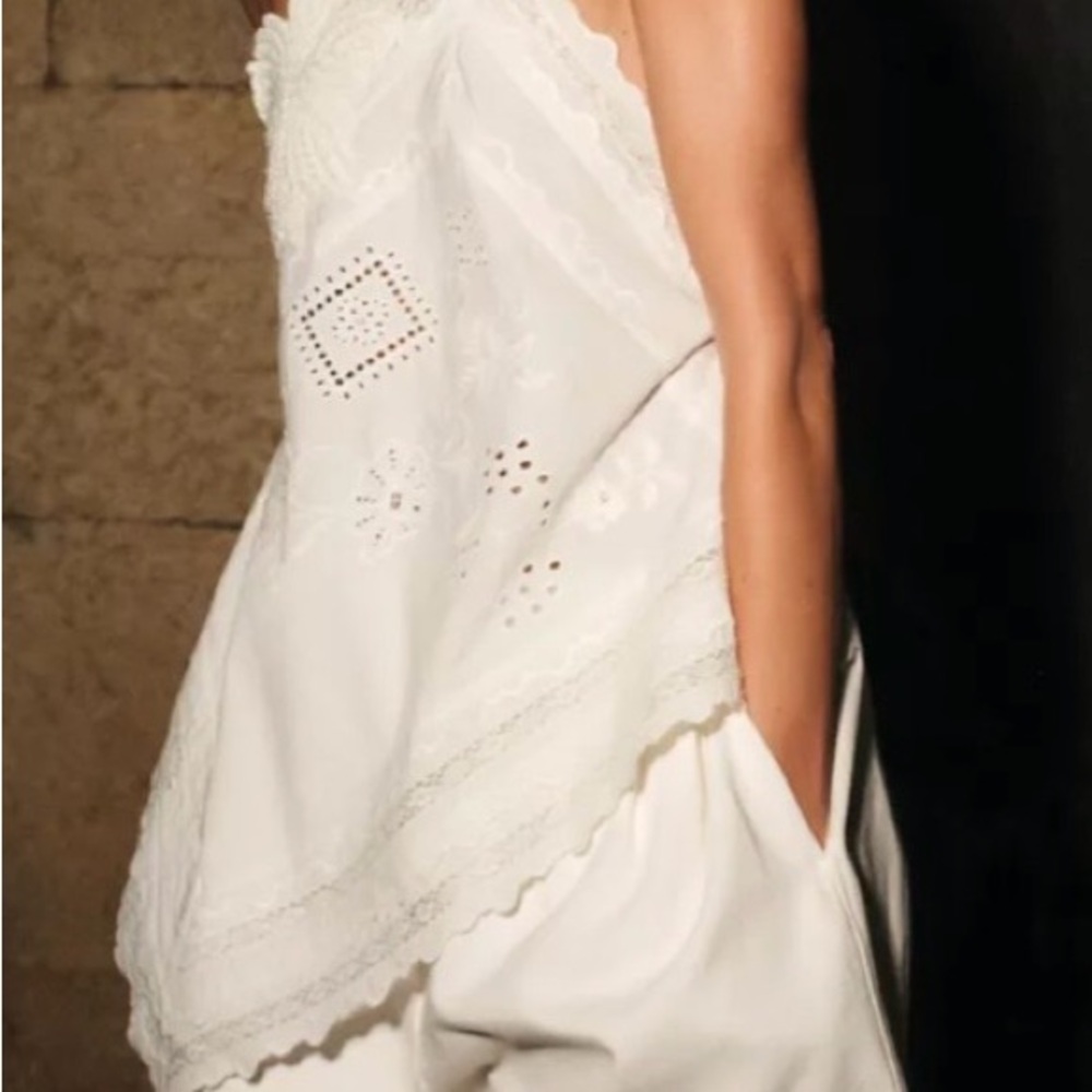 Zara White embroidered top NEW
